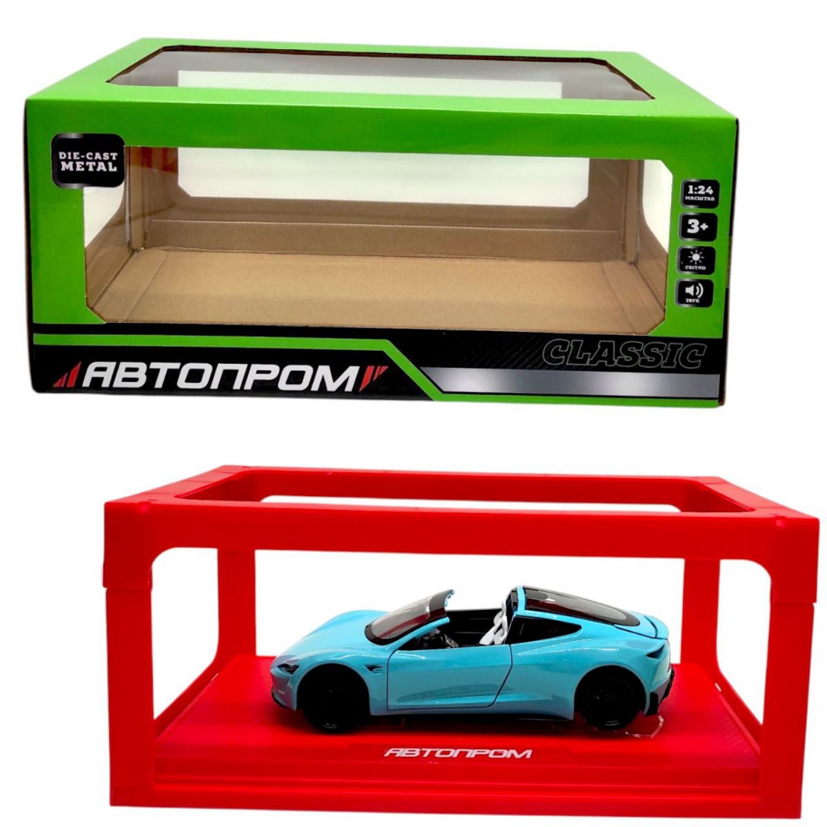 Машинка металева "АВТОПРОМ Tesla roadster" (БІРЮЗОВА)  фото 1
