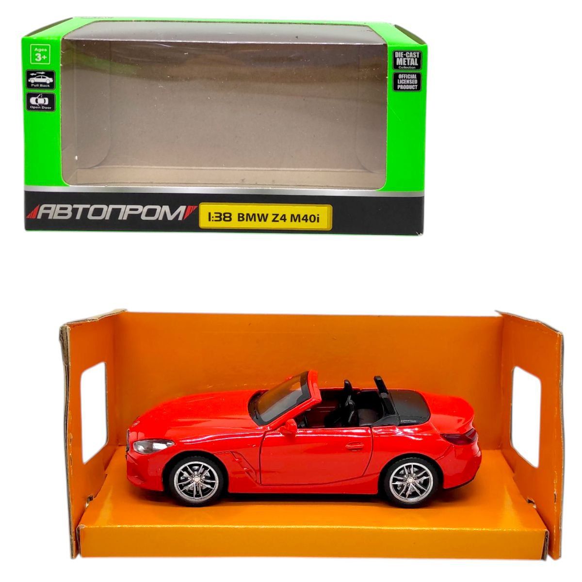Машинка металева "АВТОПРОМ.  1:38 BMW Z4 M40i" (ЧЕРВОНА)  фото 1