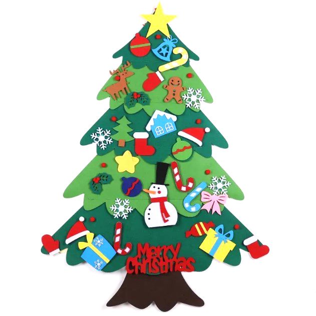 Набір для творчості “Фетрова ялинка”, іграшки на липучках + гірлянда (висота - 95 см)  фото 1