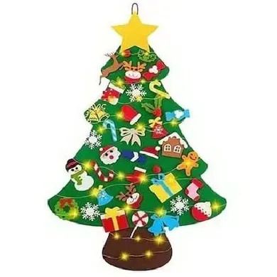 Набір для творчості “Фетрова ялинка”, іграшки на липучках + гірлянда (висота - 97 см)  фото 1