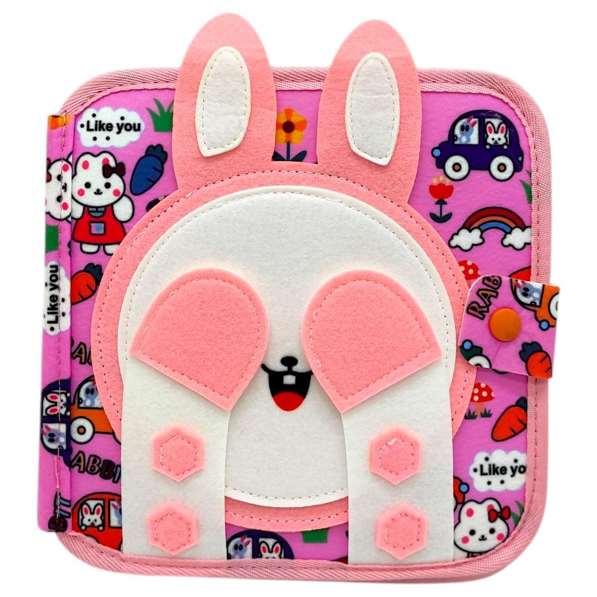 Мягкая книжка-бизиборд (фетр, пальчиковые игры, цифры, сортер по цвету, пискавка, элементы на липучках и кнопках)  фото 1