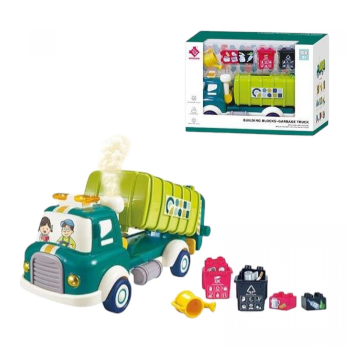 Спецтехника инерция, подсветка, звуки, парогенерация, движущиеся элементы, конструктор, на батарейках, в коробке  фото 1