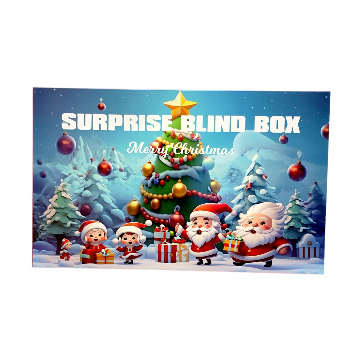 Адвент-календар 24 віконця, гумові фігурки, текстильні гномики, стоячі ялинки, в коробці  фото 1