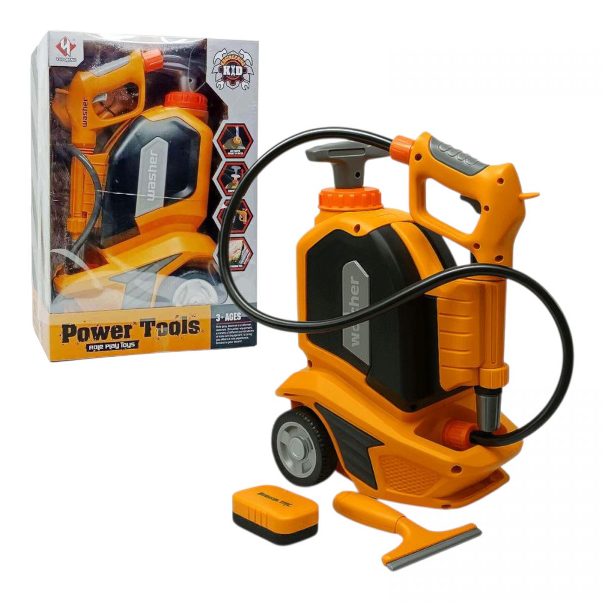 Мойка помповая система закачки воды, механический принцип, скребок, губка, тряпка, в коробке  фото 1