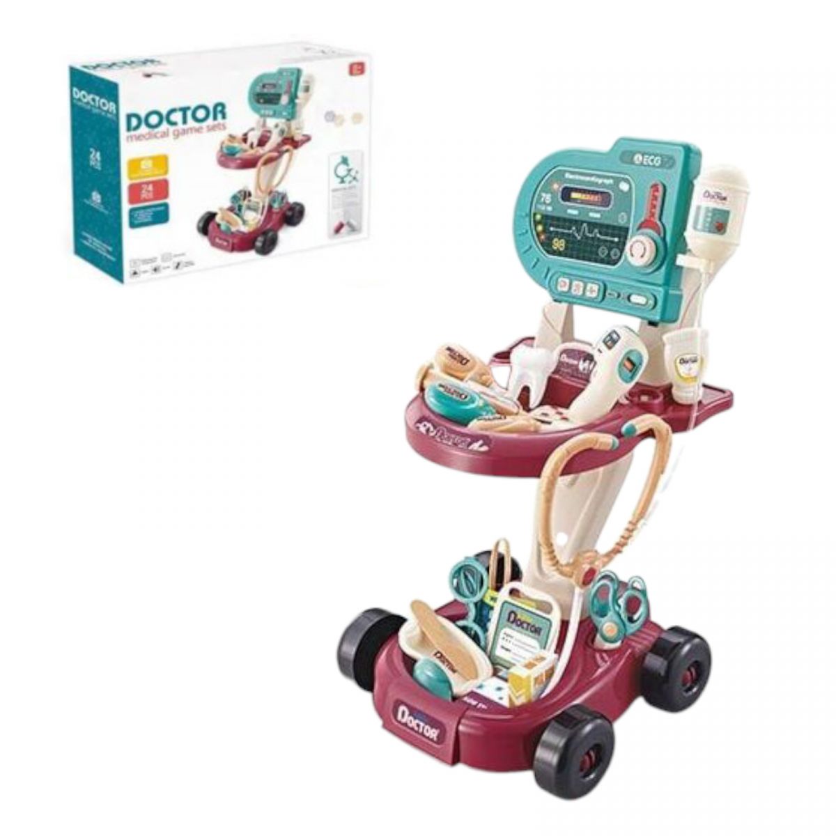 Набор врача 24 предмета, "Аппарат реанимации", свет, звук, в коробке  фото 1