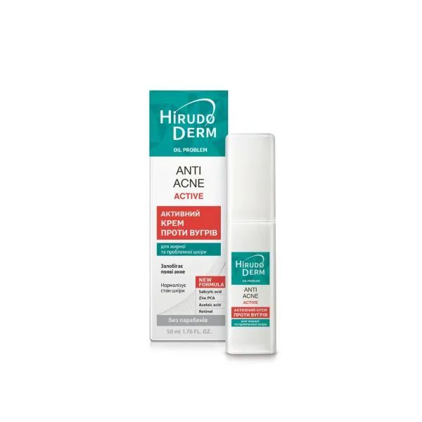 Биокон Крем для лица Hirudo Derm Oil Problem Anti-Acne Астиve Активный против угрей, 50мл  фото 1