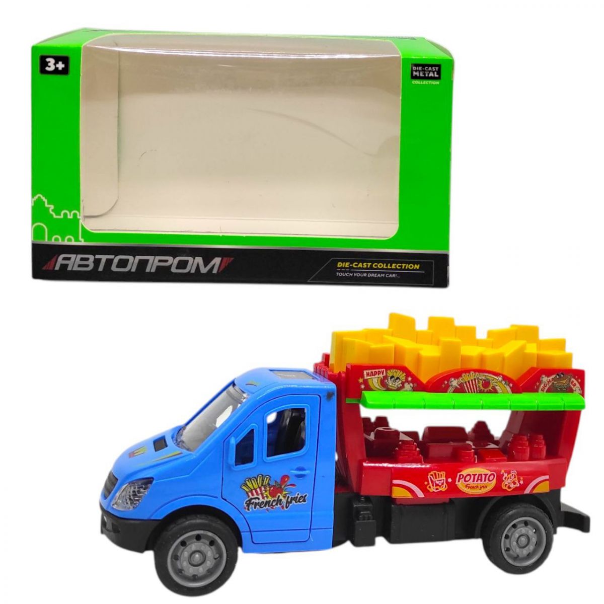 Машинка з металевою кабіною "АВТОПРОМ.  STREET FOOD" (СИНЯ)  фото 1