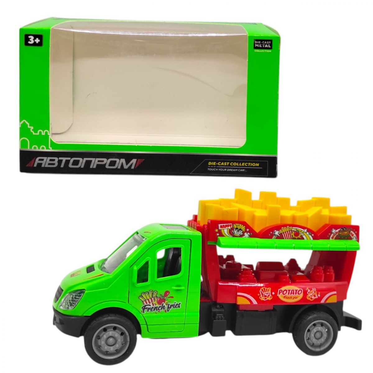 Машинка з металевою кабіною "АВТОПРОМ.  STREET FOOD" (ЗЕЛЕНА)  фото 1