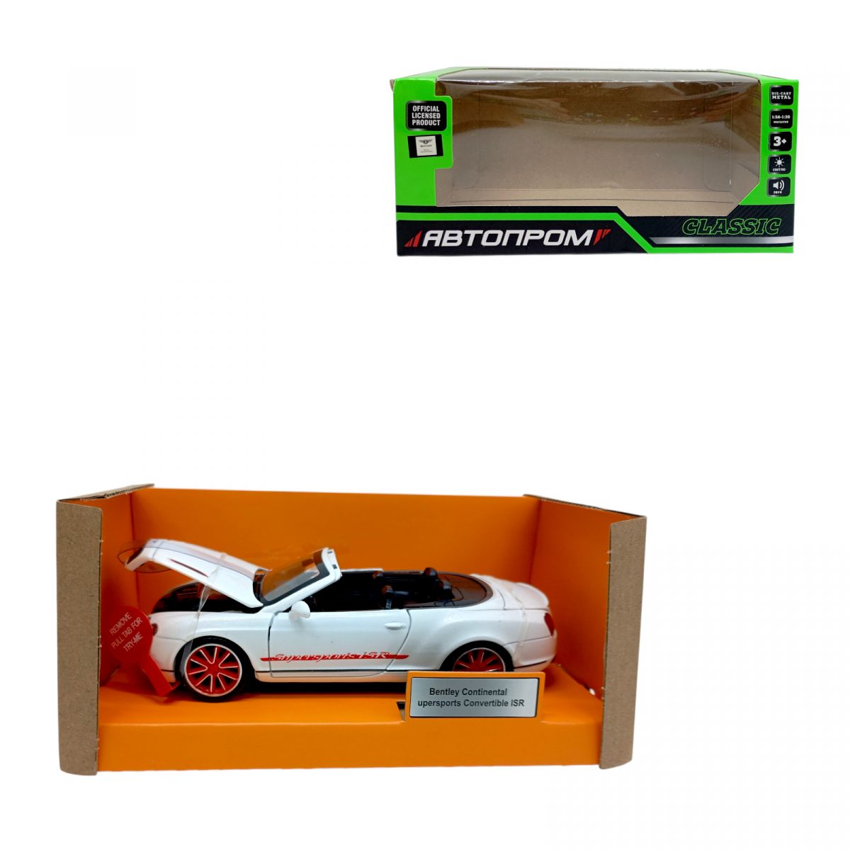 АВТОПРОМ 1:32 Bentley Continental Supersports Convertible ISR, (БІЛИЙ)  фото 1