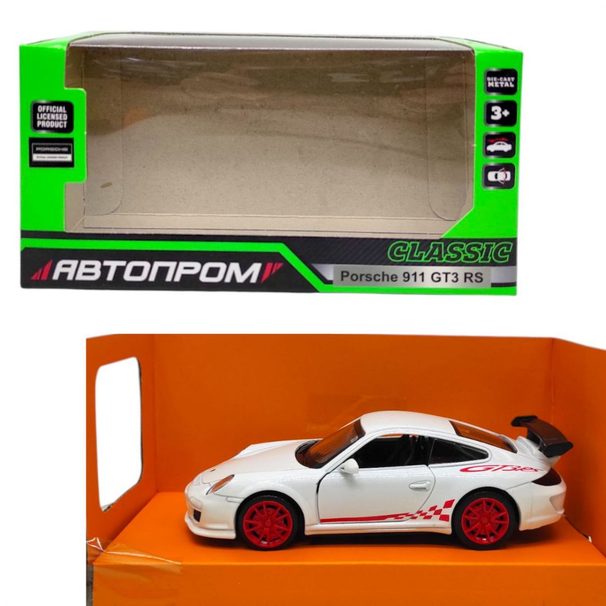 Машинка металева "АВТОПРОМ.  Porsche 911 GT3 RS" (БІЛИЙ)  фото 1