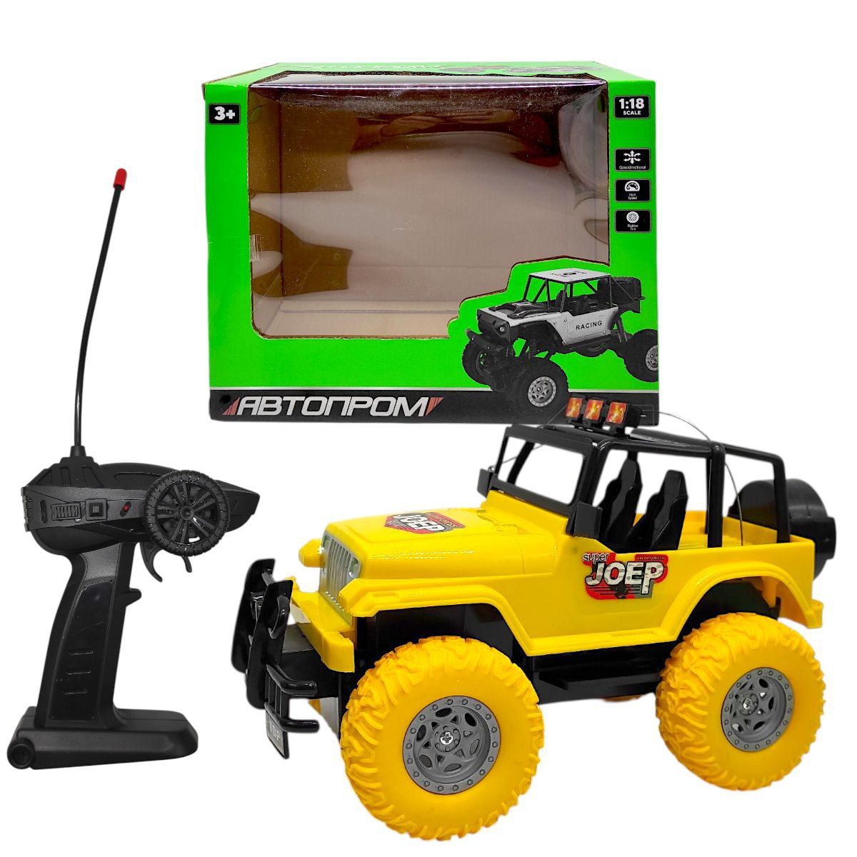 Машина на радіокеруванні "АВТОПРОМ.  ДЖИП" (ЖОВТИЙ)  фото 1