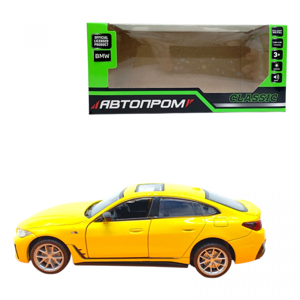 АВТОПРОМ 1:34 BMW i4 M50 (ЖОВТА)  фото 1