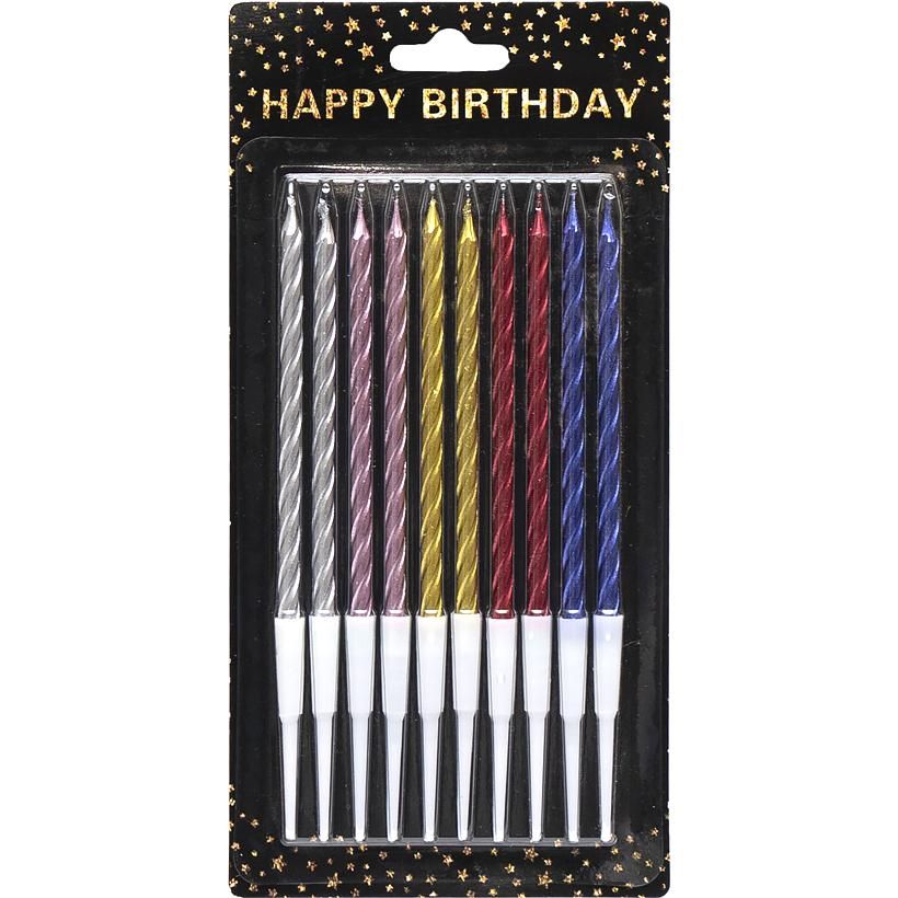 Набір свічок для торта, 10 шт, металік, спіраль  фото 1