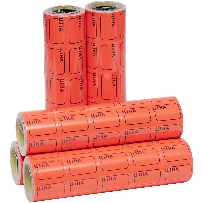 Цінник маленький 3,0х2,0 см "Ціна" з рамкою червоний, 100 шт  фото 1