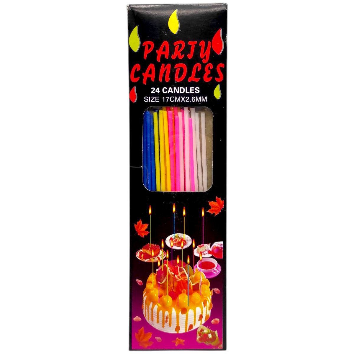 Набор свечей для торта "Неоновые" 10 штук длинные микс  фото 1