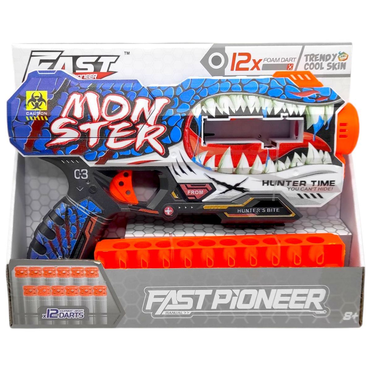 Іграшковий пістолет (бластер) з мʼякими патронами (28х17 см, коробка - 28х6,5х22 см)  фото 1