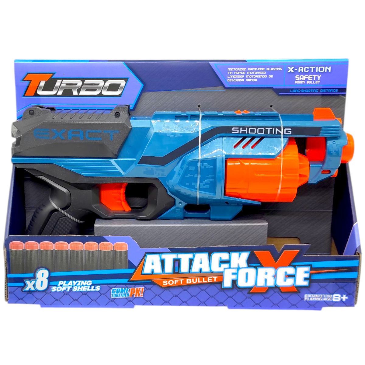 Іграшковий пістолет (бластер) з мʼякими патронами (31х 19 см, коробка - 32х7х22 см)  фото 1