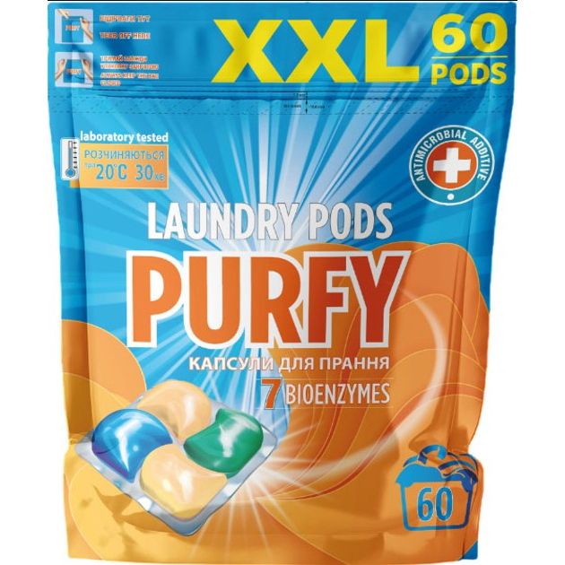 Засіб для прання "Purfy" 60 капсул по 19 г  фото 1