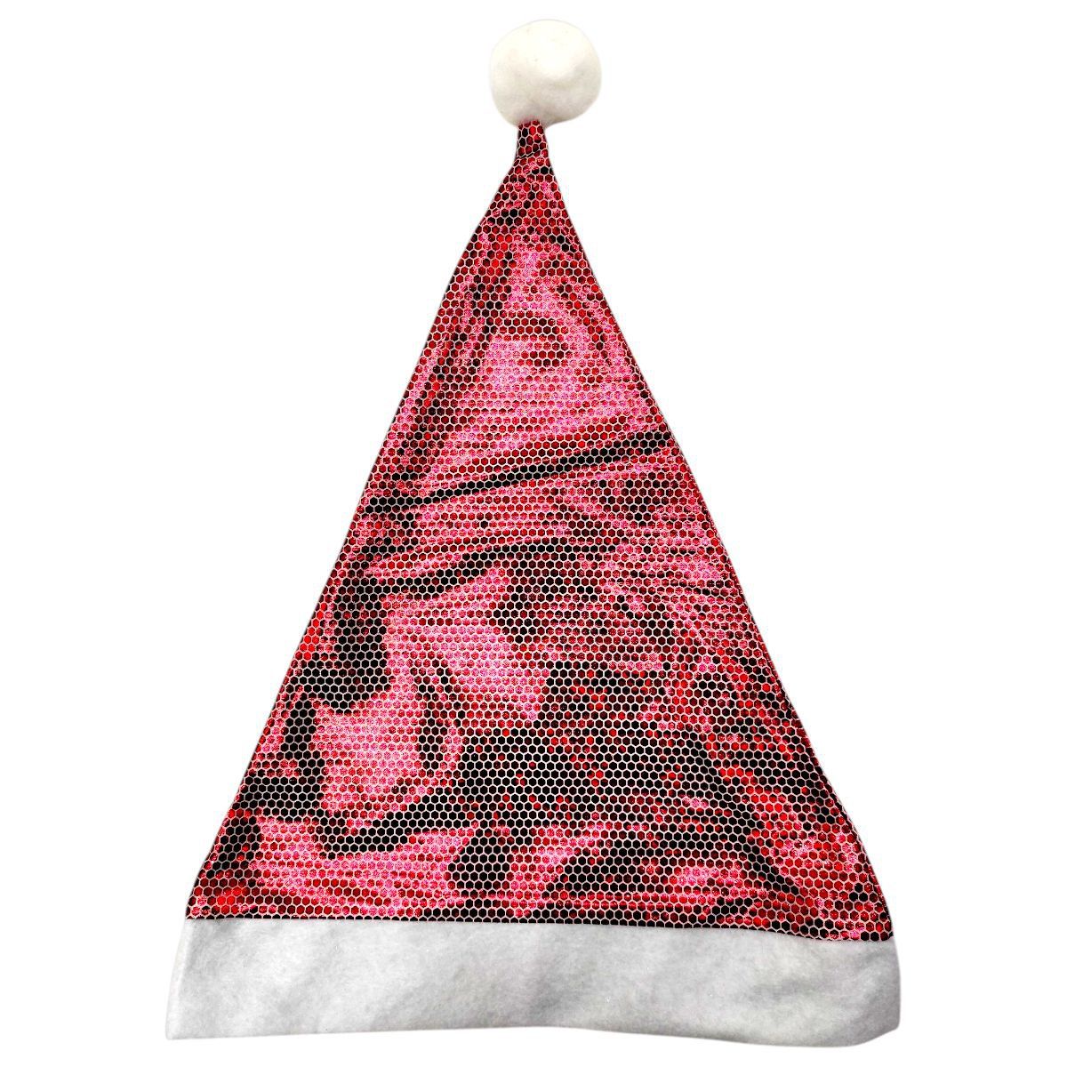 Шапка Діда Мороза блискуча, обʼєм 56 см, висота 38 см  фото 1