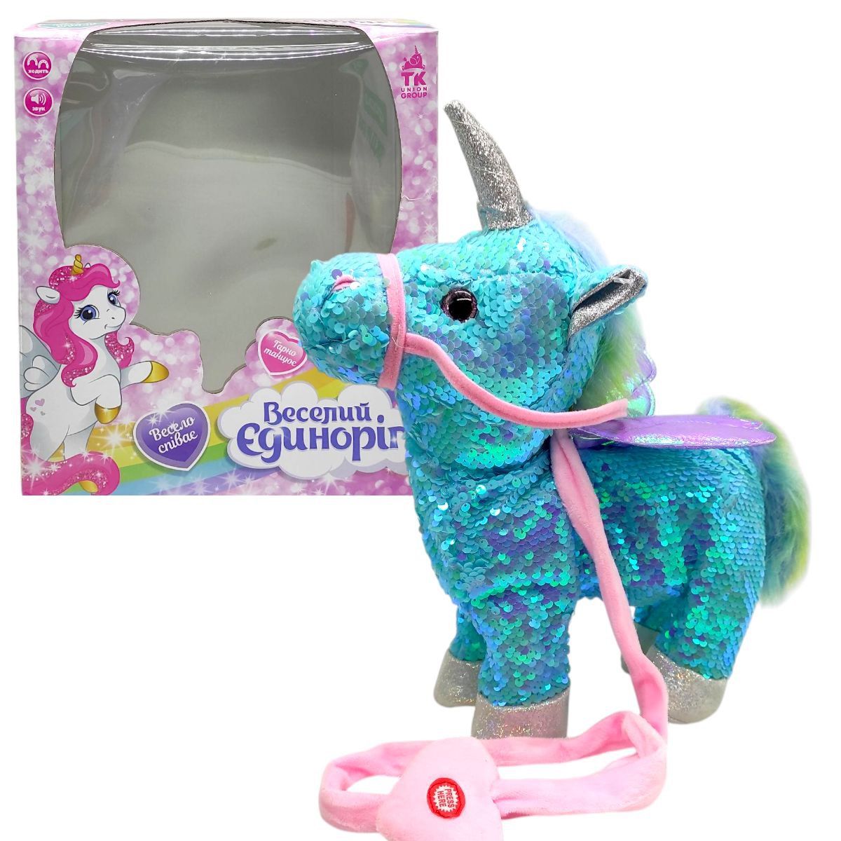 Интерактивная игрушка "Веселый единорог", поет, танцует (БИРЮЗОВЫЙ)  фото 1