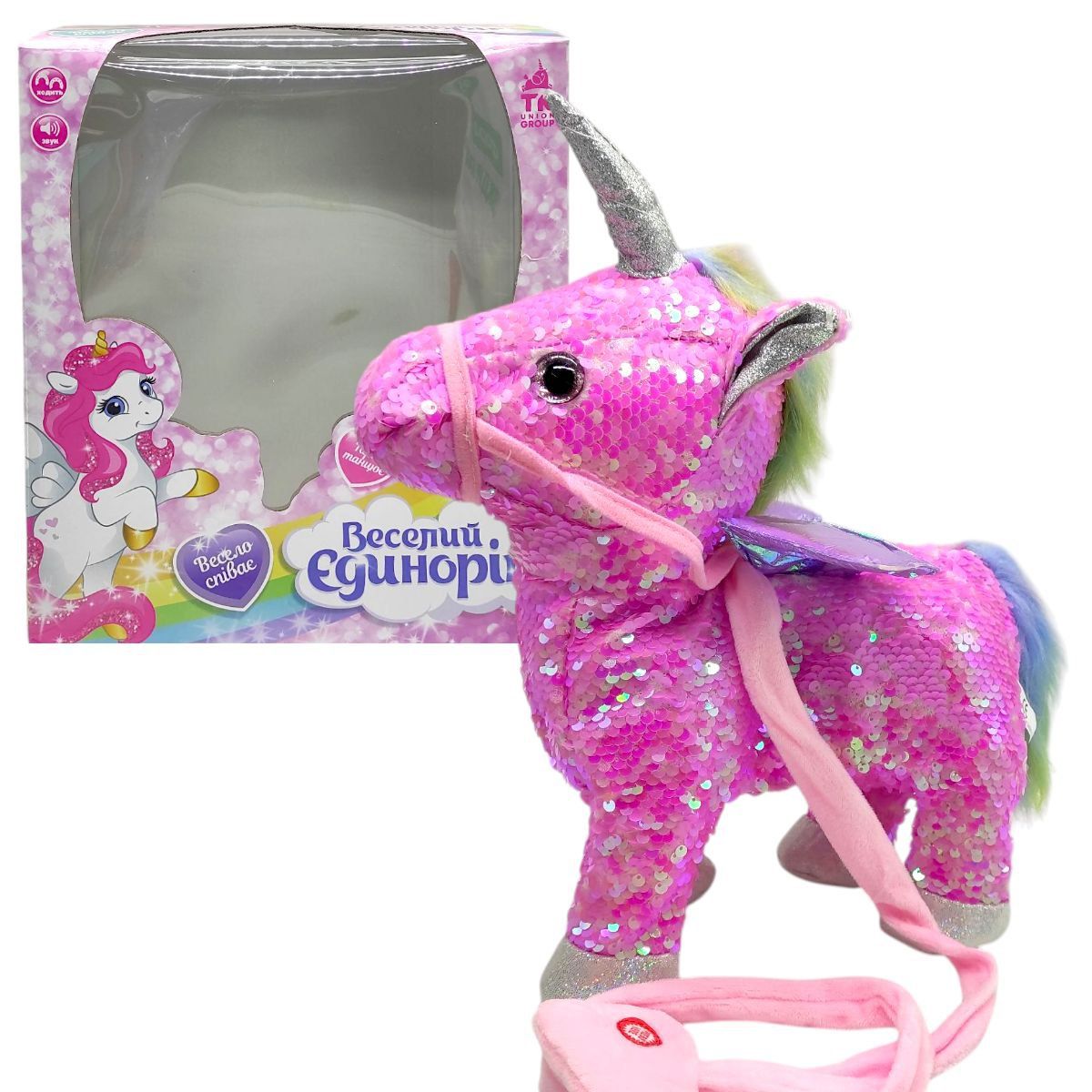Интерактивная игрушка "Веселый единорог", поет, танцует (РОЗОВЫЙ)  фото 1