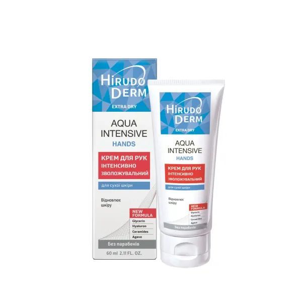 Біокон Крем для рук Hirudo Derm Extra Dry Aqua Intensive Hand Інтенсивно зволожувальний, 60мл  фото 1