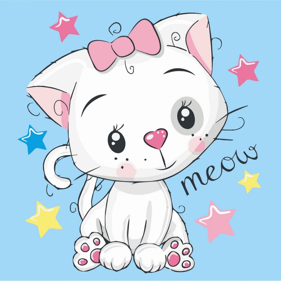 Картина за номерами "Біла кішка" 30х30 см  фото 1