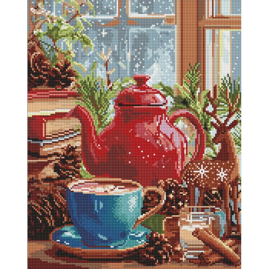 Алмазна мозаїка "Зимова атмосфера вдома" 40х50 см  фото 1