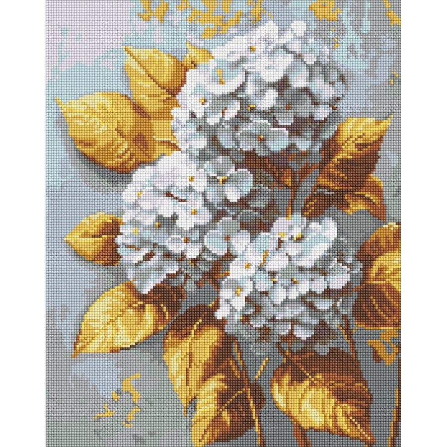 Алмазна мозаїка "Золота гортензія" 40х50 см  фото 1