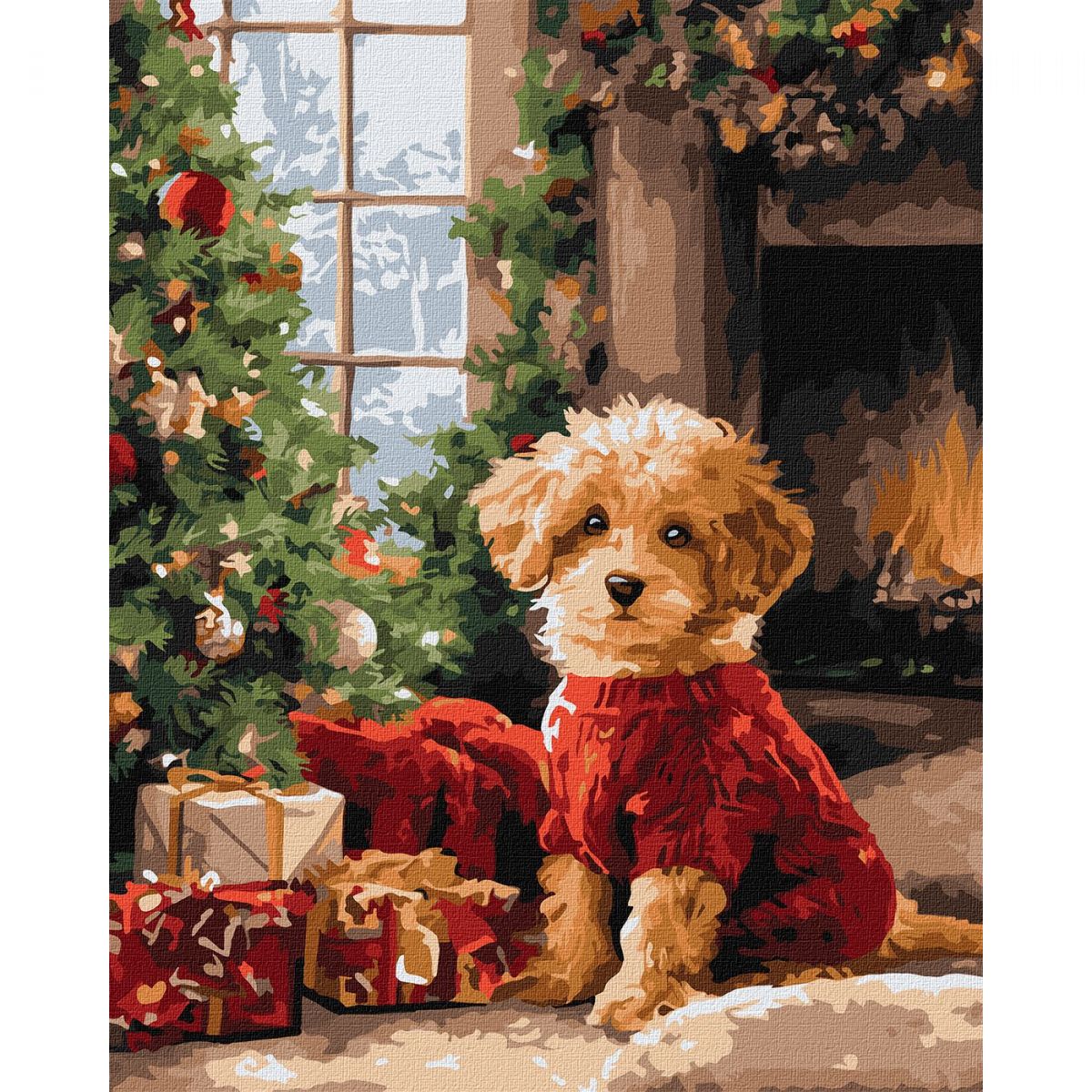 Картина по номерах "Пудель біля ялинки" 40х50 см  фото 1