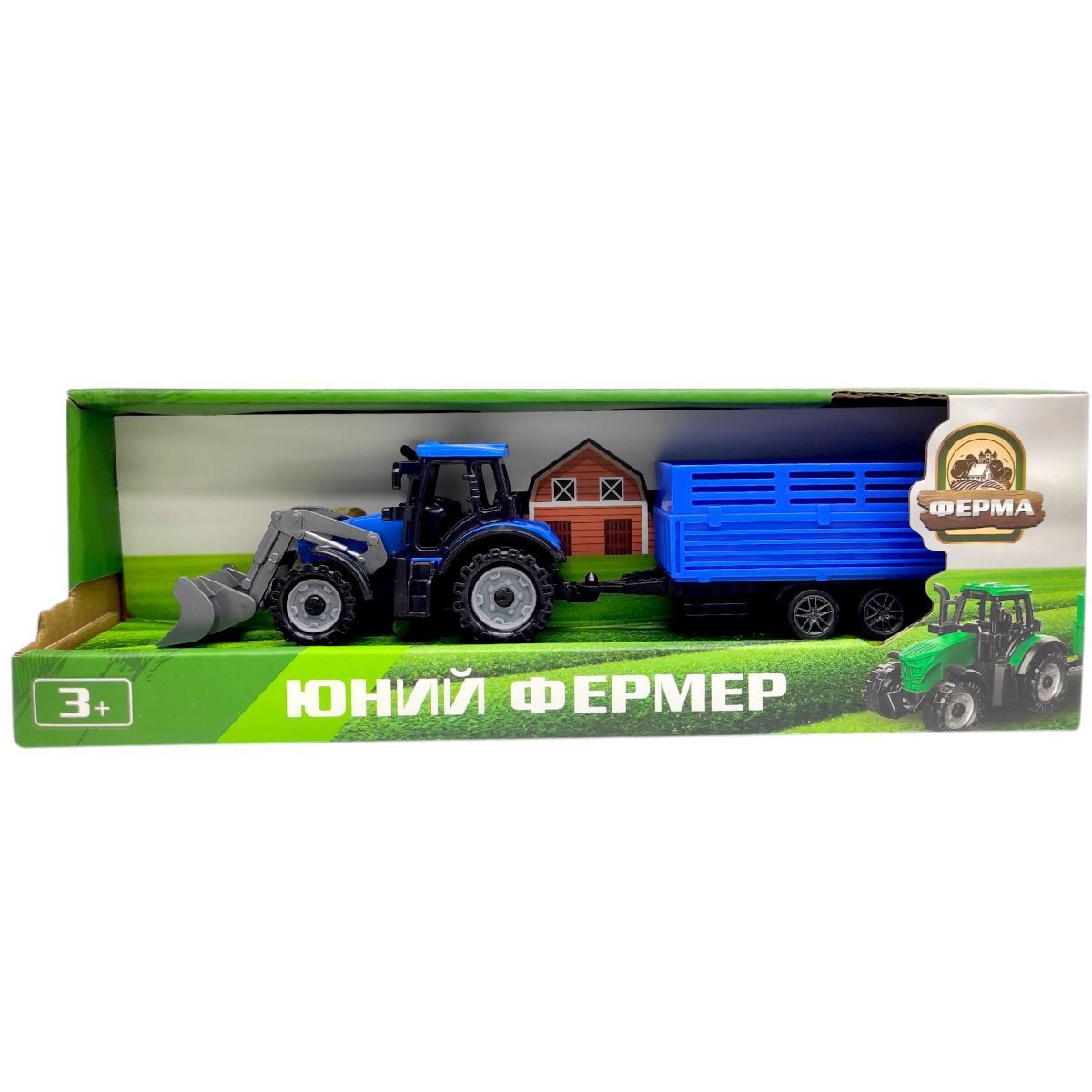 Синій трактор з причепом  фото 1