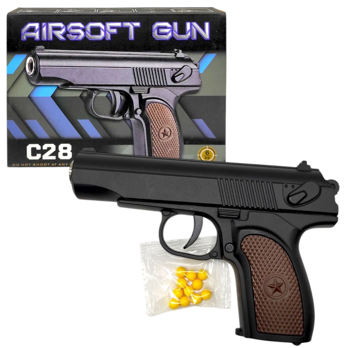 Пистолет с металлическими деталями (коробка 18*13*3 см)  фото 1