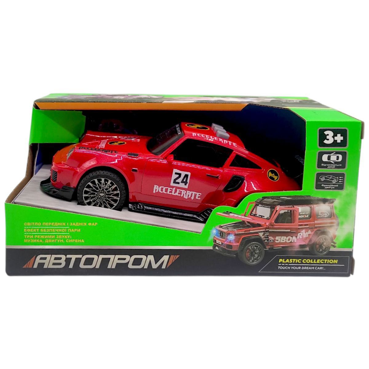 Машина пластиковая "АВТОПРОМ, PORSCHE", КРАСНЫЙ(коробка - 19х9х9 см)  фото 1