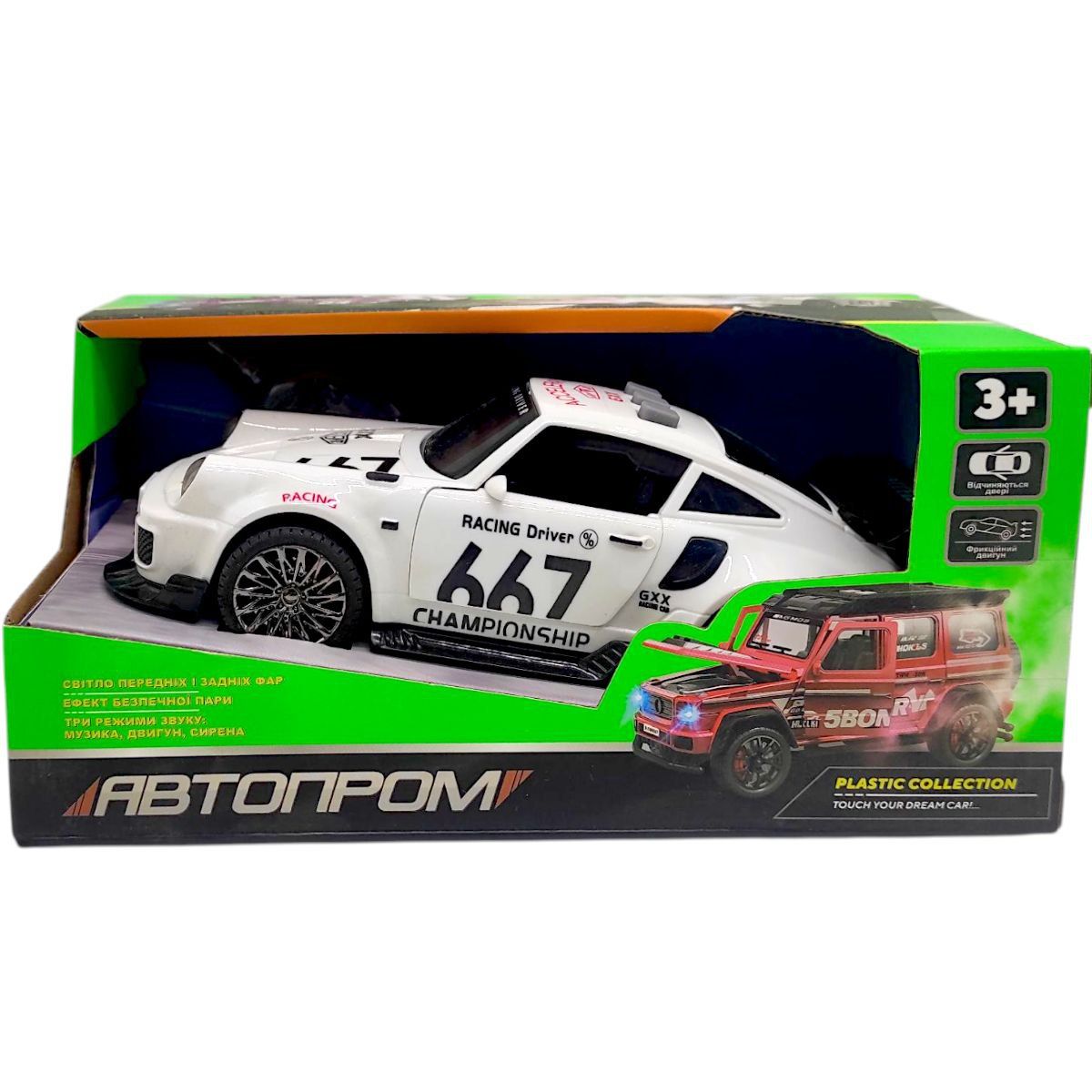 Машина пластиковая "АВТОПРОМ, PORSCHE", БЕЛЫЙ (коробка - 19х9х9 см)  фото 1