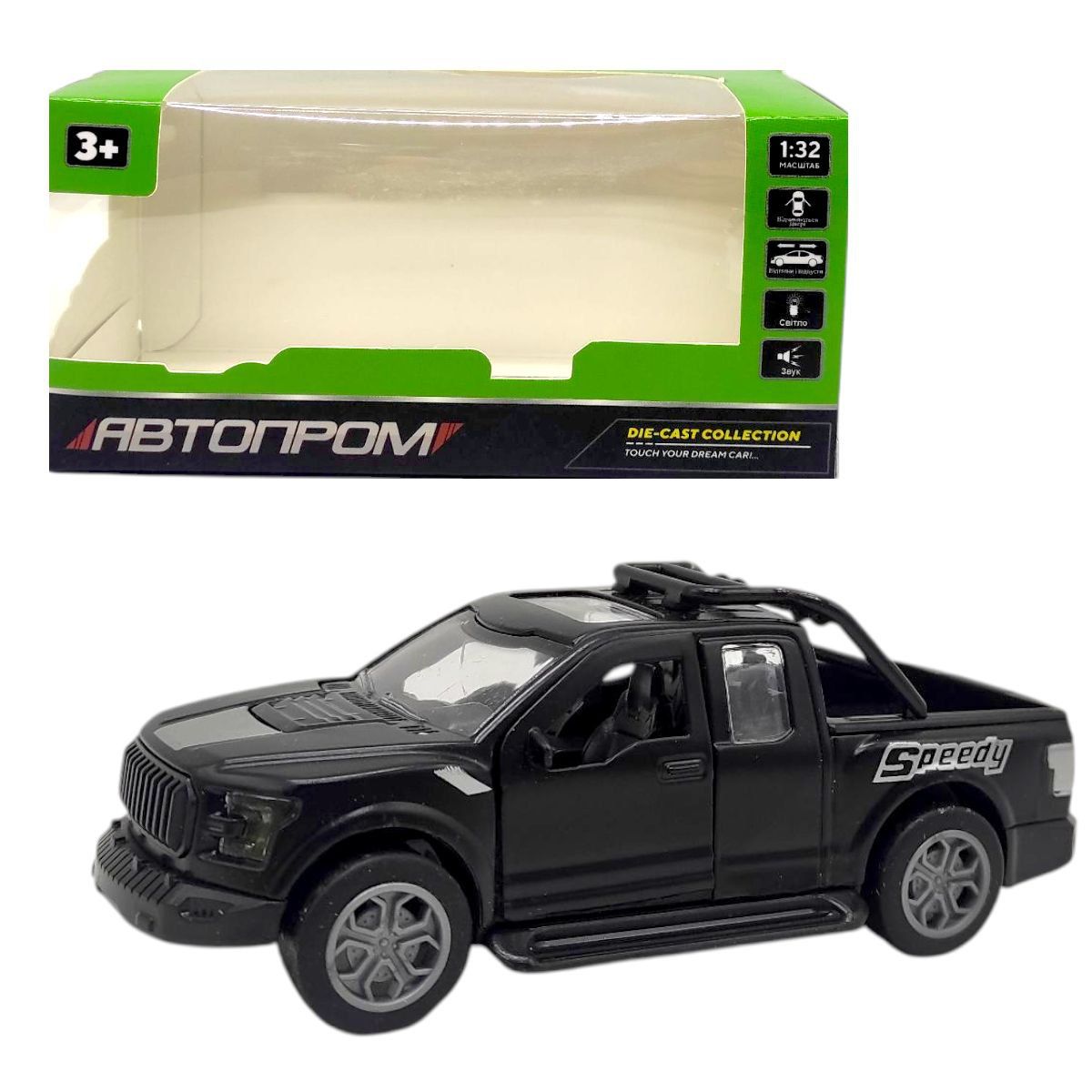 Машинка металлическая "АВТОПРОМ, FORD PICUP", ЧЕРНЫЙ (коробка - 15х7х7 см)  фото 1