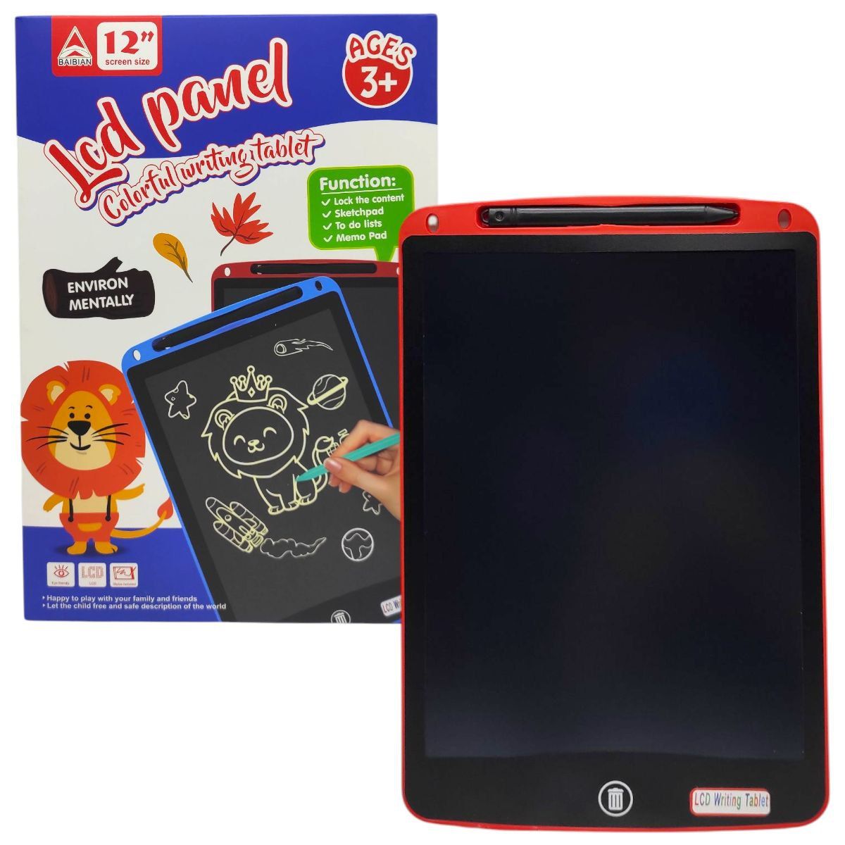 Планшет для малювання LCD "Writing Tablet" 12" (ЧЕРВОНИЙ)  фото 1