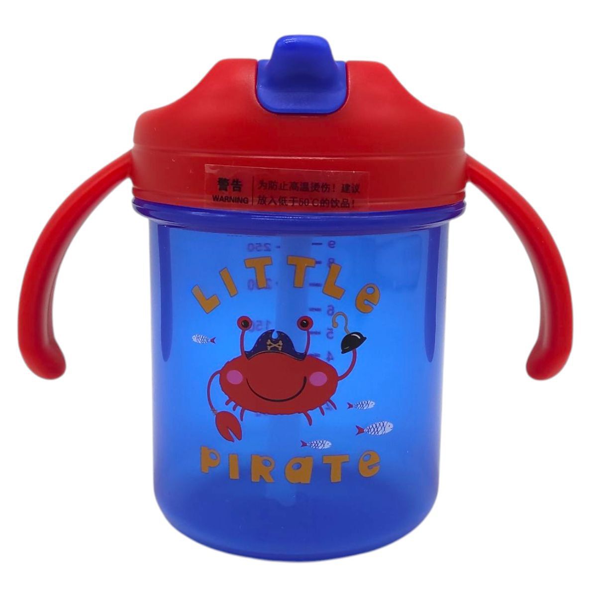 Дитячий поїльник з трубочкою, 280 мл (СИНЯ-ЧЕРВОНІ РУЧКИ)  фото 1