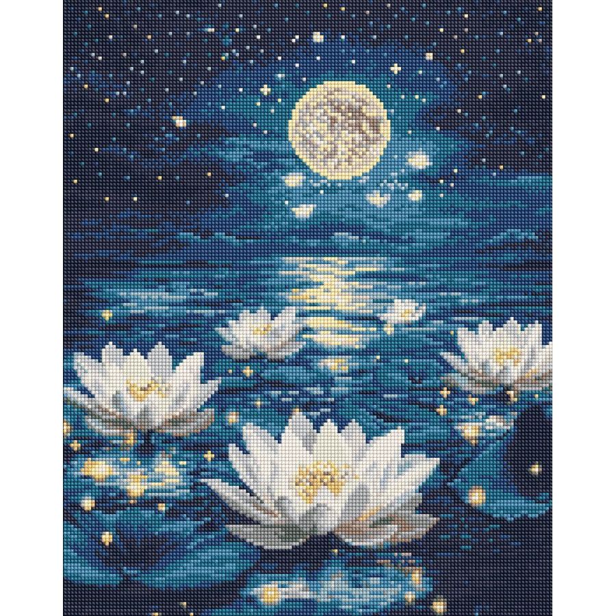 Алмазна мозаїка "Лотос під сяйвом" 40х50 см  фото 1