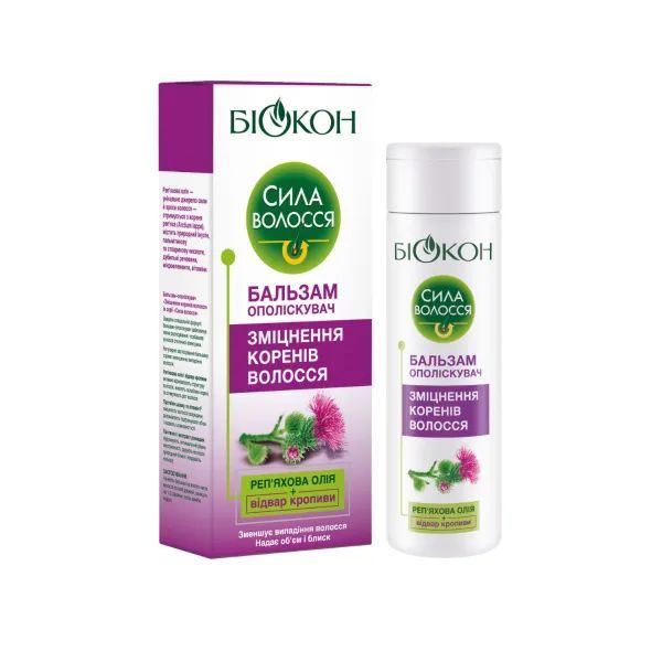 Біокон Кондиціонер для волосся Сила волосся Бальзам ополіскувач Зміцнення коренів, 205мл  фото 1