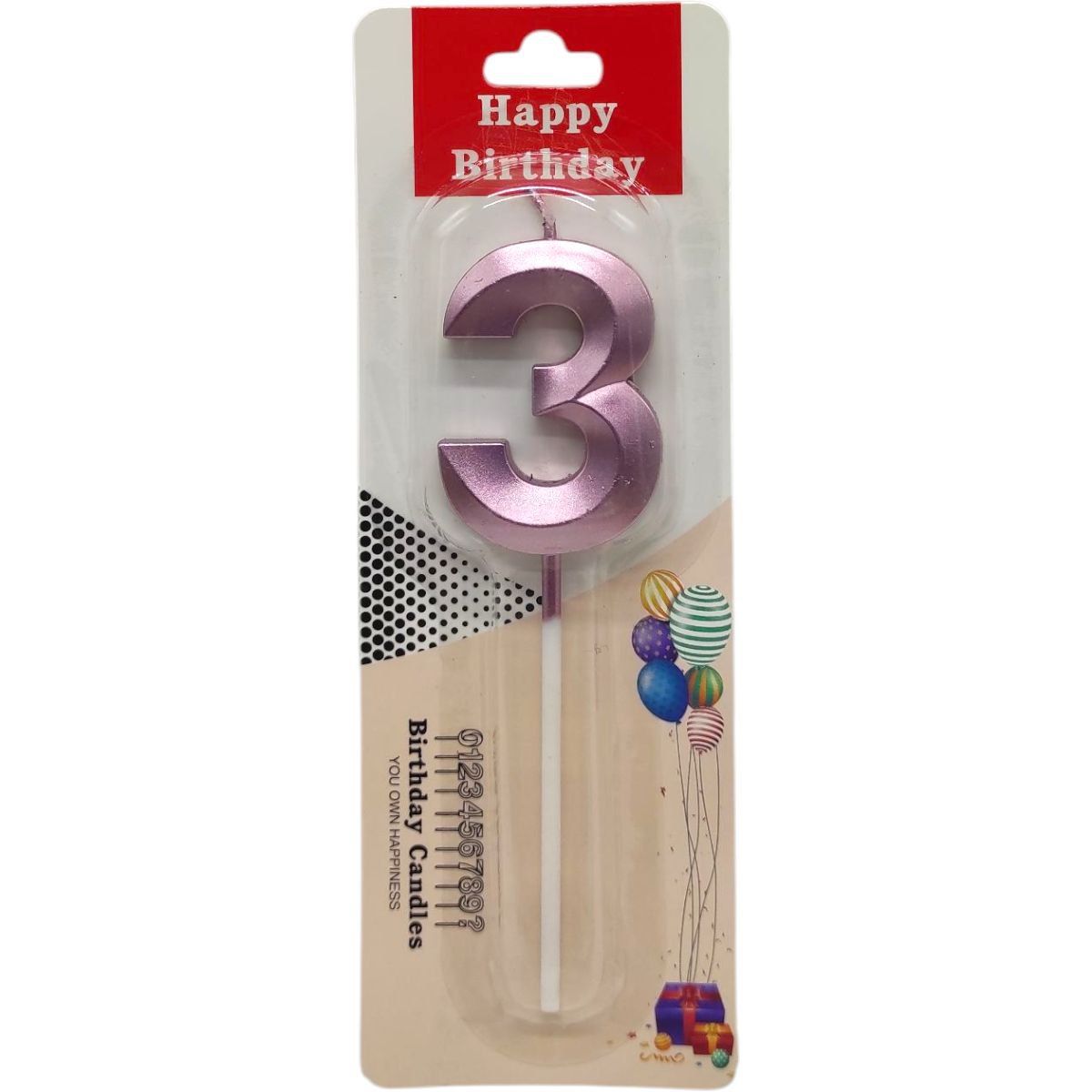 Свічка для торта "Цифра 3" (ФІОЛЕТОВА)  фото 1