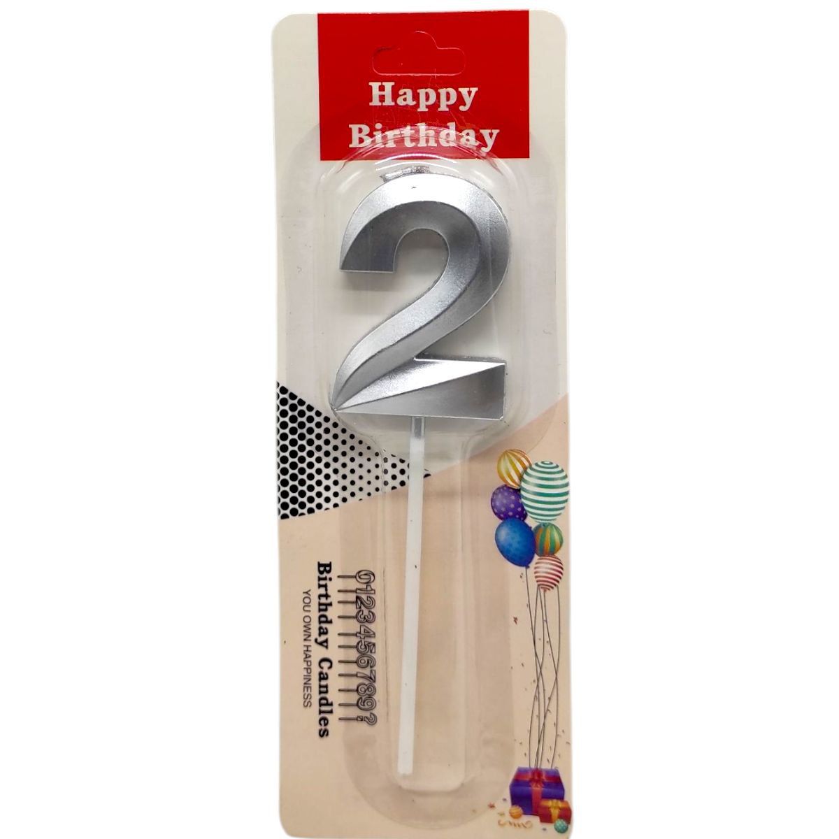 Свічка для торта "Цифра 2" (СРІБЛО)  фото 1