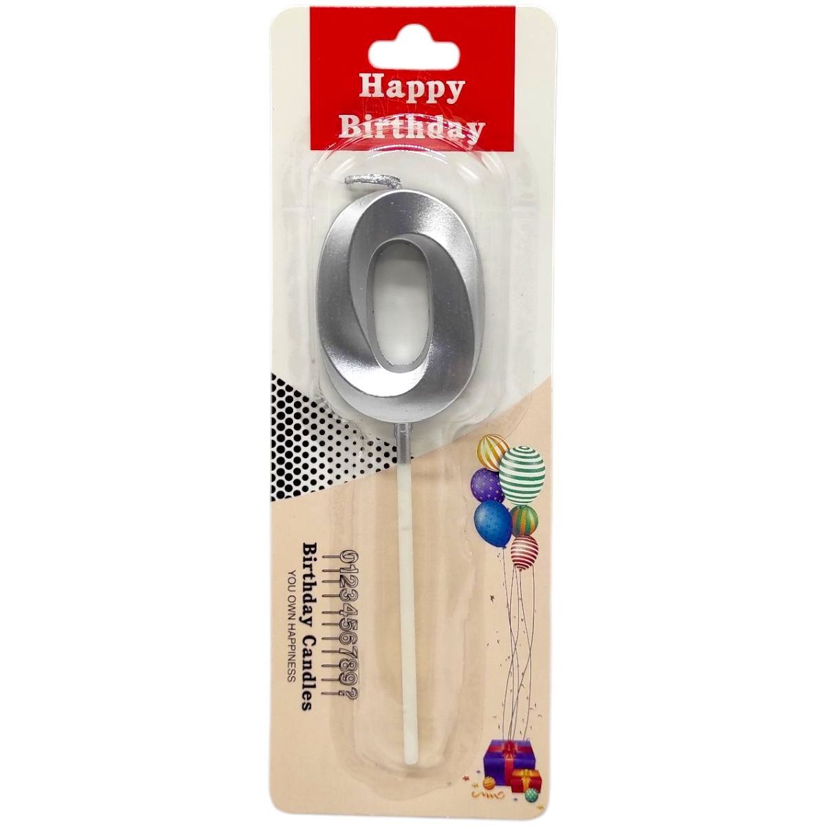 Свічка для торта "Цифра 0" (СРІБЛО)  фото 1