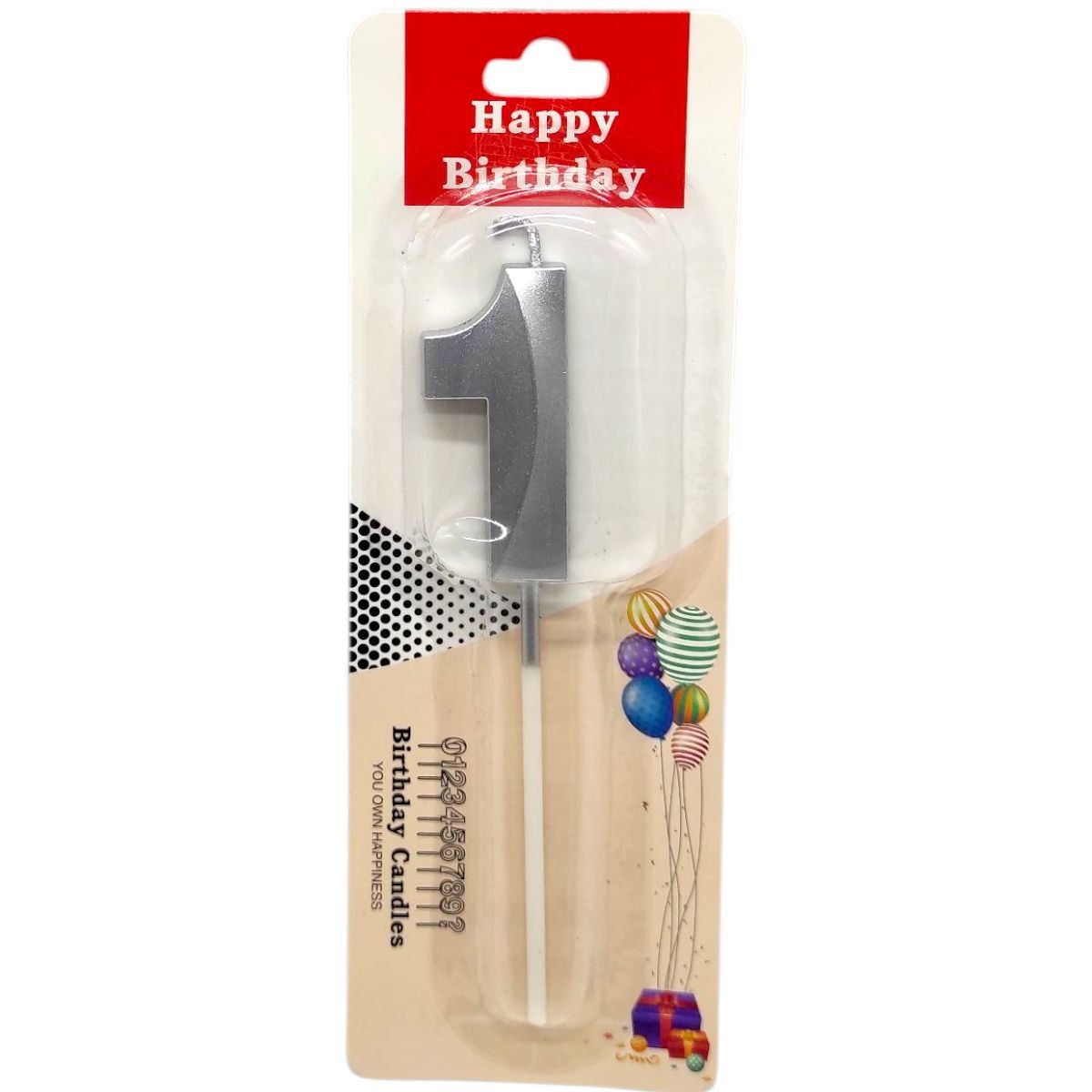 Свічка для торта "Цифра 1" (СРІБЛО)  фото 1