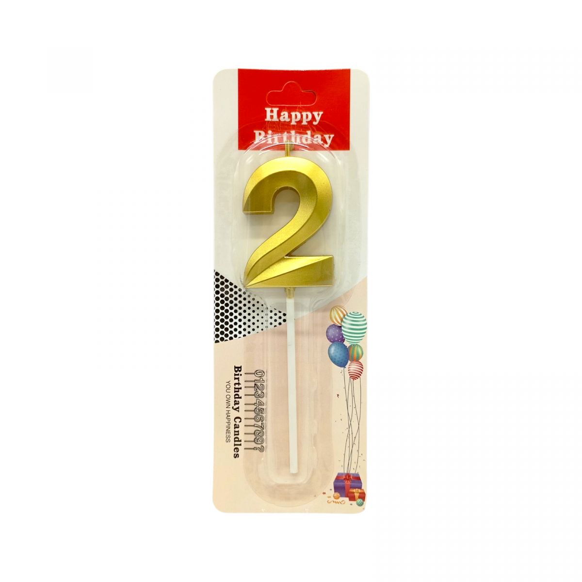 Свічка для торта "Цифра 2" (ЗОЛОТО)  фото 1
