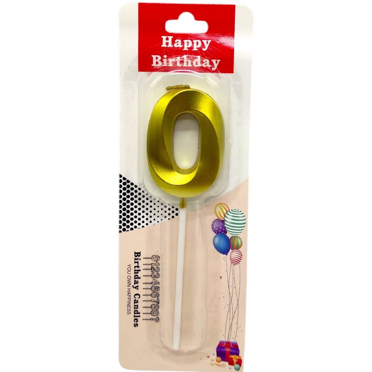Свічка для торта "Цифра 0" (ЗОЛОТО)  фото 1