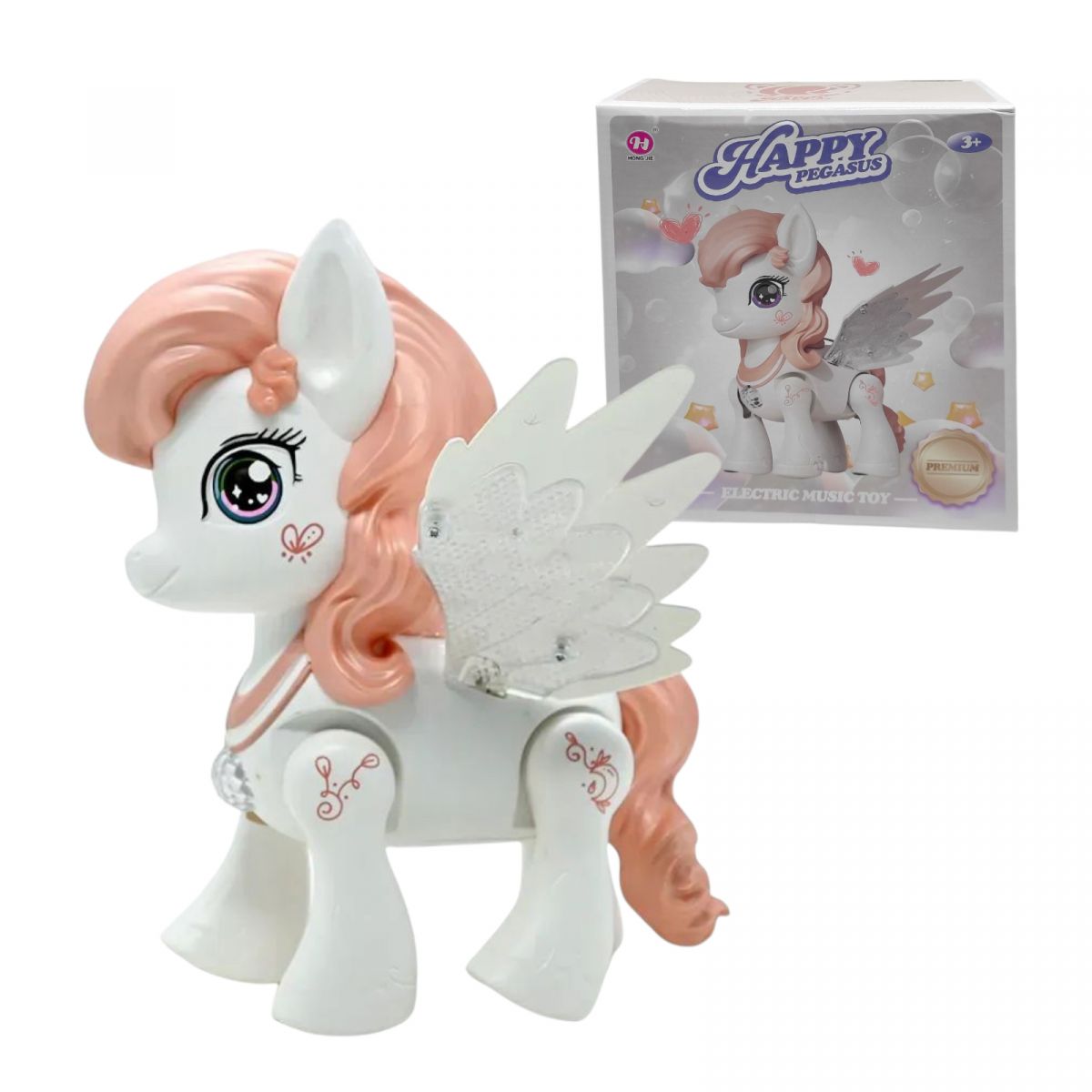 Музична іграшка “Поні”, підсвічування, пісня англ.  мовою, проєктор, ходить, в коробці (РОЖЕВИЙ)  фото 1