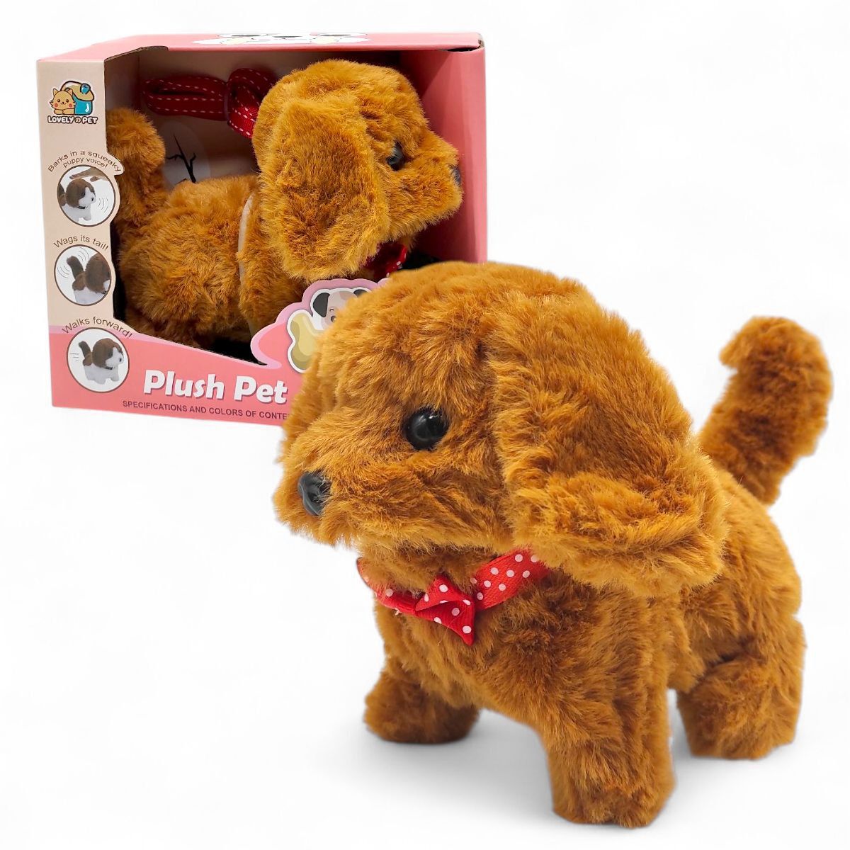 Собачка на батарейках, с поводком и аксессуарами, в коробке 18х15х10 см  фото 1