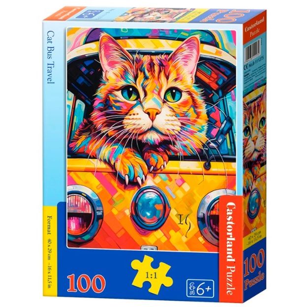 Пазли "Подорож на котячому автобусі" 100 елементів  фото 1