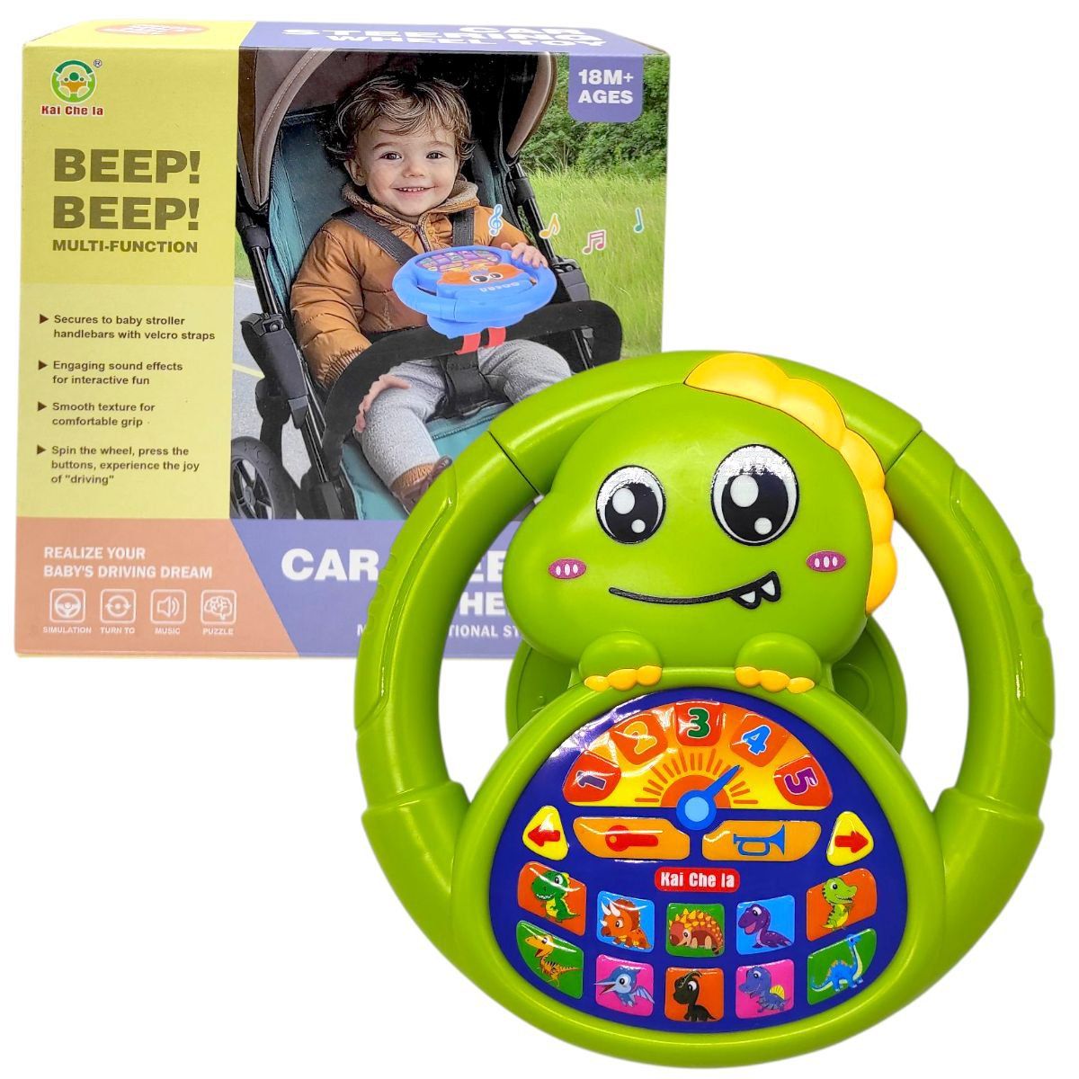 Кермо музичне на батарейках "ДІНО" (ЗЕЛЕНЕ)  фото 1