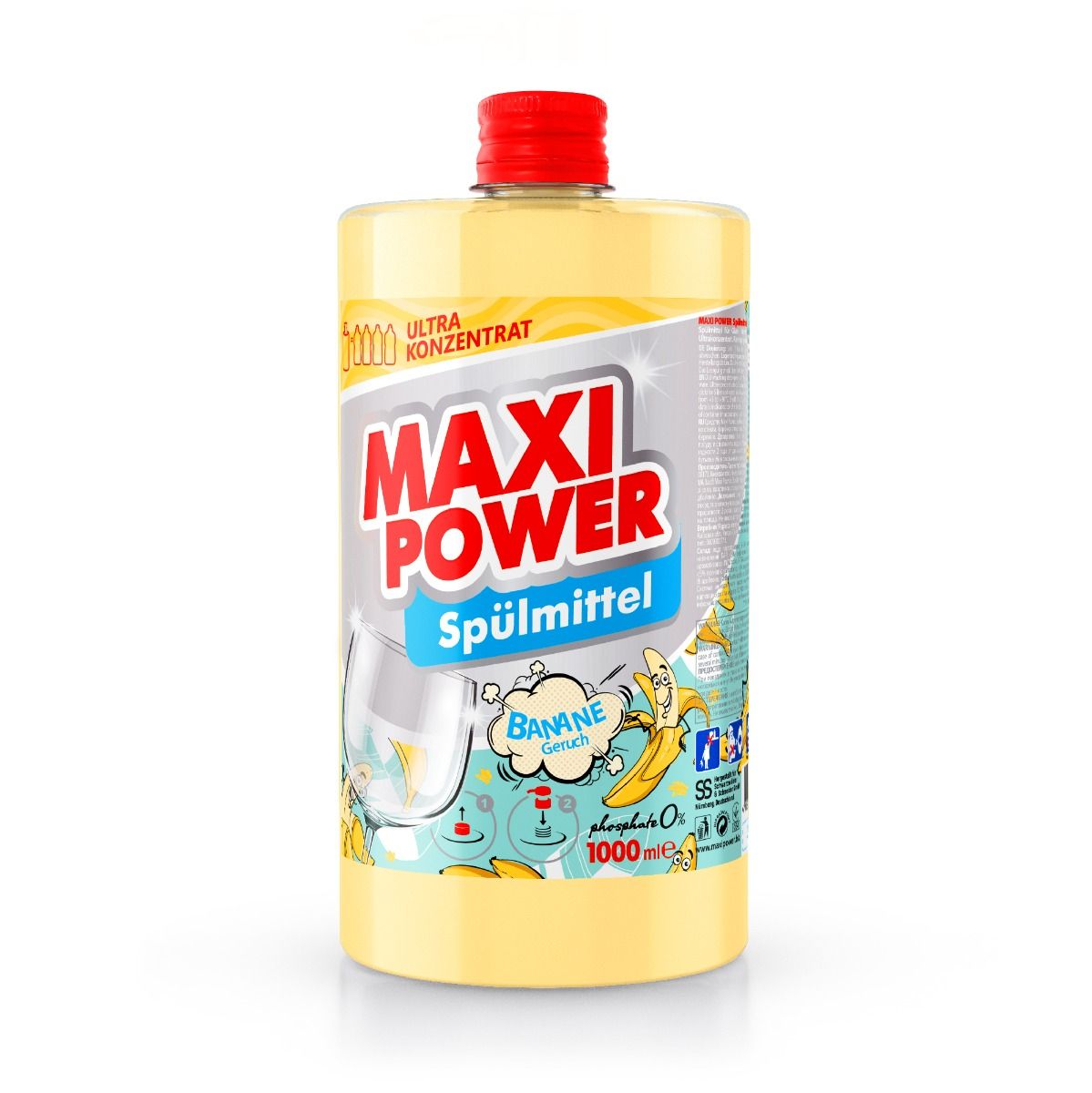 Maxi Power Средство для мытья посуды Banana, 1л + Banana запаска 500мл  фото 1